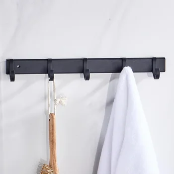 KKTNSG Черный крючок для полотенец ванная комната кухня настенный дверной крючок заднего ряда вешалка для пальто алюминиевый свободный перфоратор 13