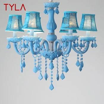 Подвесная лампа TYLA Blue Crystal, Художественная свеча, Детская комната, Гостиная, Ресторан, Спальня, Кафе, Магазин одежды, Люстра
