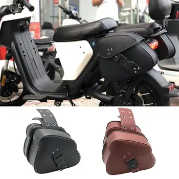 Седельные сумки для мотоциклов из искусственной кожи, сумки для хранения мотоциклов, Багажные сумки, сумка для инструментов, аксессуары, дорожная сумка для заднего сиденья 12