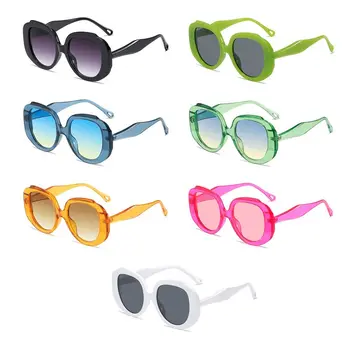 Винтажные ярко-розовые очки Солнцезащитные очки Женские солнцезащитные очки с круглой оправой 9