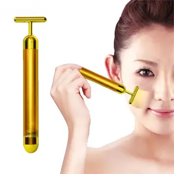Energy Beauty Bar Т-образный 24-каратный золотой слиток, вибрирующий массажный ролик для лица, электрическая подтяжка лица, уход за кожей, подтяжка против морщин