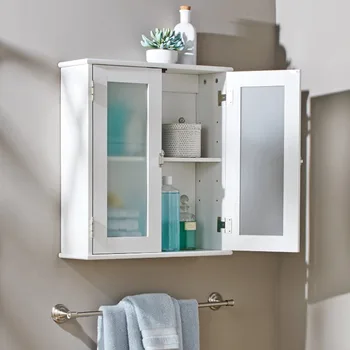 Белый настенный шкаф для ванной комнаты с 1 регулируемой полкой 18