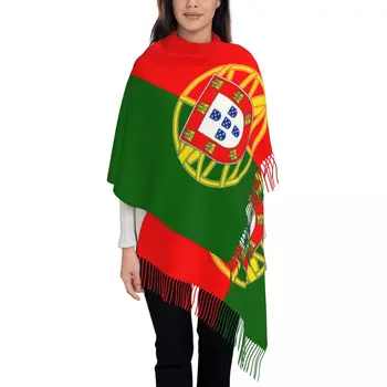 Шарф с флагом Португалии для женщин, теплая зимняя шаль из пашмины, Португальский флаг, длинные Большие шарфы с кисточками для дам 19