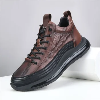 2023 Мужская вулканизированная обувь, Модные Роскошные Повседневные кроссовки с крокодиловым принтом, Комфортная Спортивная Мужская обувь на платформе Tenis Masculino 18