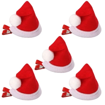 Рождественская декоративная заколка для волос, новогодний зажим для шляпы Санта-Клауса, реквизит для вечеринки 1