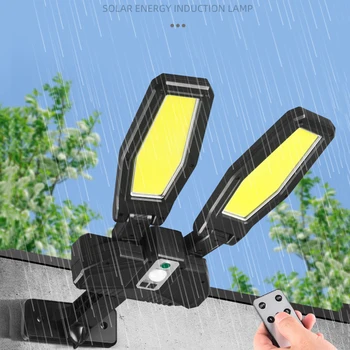 Солнечный Уличный индукционный светодиодный двуглавый уличный фонарь, домашнее водонепроницаемое освещение, Настенный светильник, Уличный садовый светильник с дистанционным управлением 22
