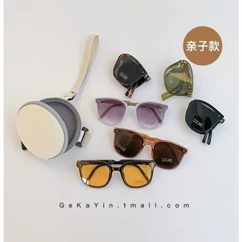 Детские солнцезащитные очки, складные модные летние детские солнцезащитные очки с защитой от ультрафиолета, солнцезащитный козырек для родителей и детей, зеркало для мальчиков и девочек 10