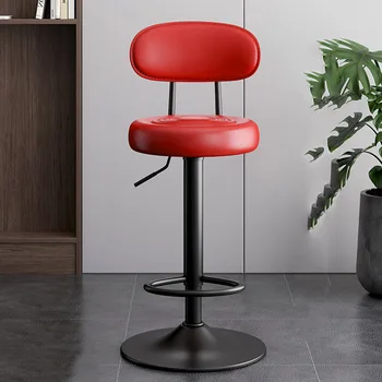 Высококачественные стулья для лаунж-бара, Минималистичный Регулируемый Металлический Дизайнерский Вращающийся стул, Современная кожаная мебель для дома Barkrukken