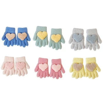 Детские зимние вязаные перчатки, эластичные трикотажные перчатки с полными пальцами для детей 1-3 лет, прямая поставка 5