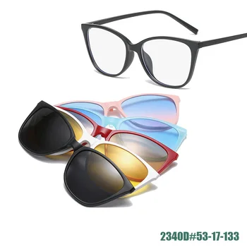 Поляризованные солнцезащитные очки 6 В 1 с магнитным зажимом и оправы для очков по рецепту Для мужчин и женщин, модные оптические магнитные зажимы 