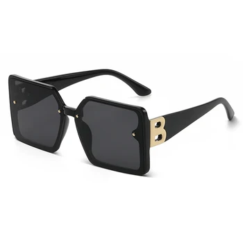 Дизайн бренда Солнцезащитные очки в квадратной оправе с буквой B Для мужчин и женщин Модные Роскошные Солнцезащитные очки Классический Тренд для мужчин и женщин Оттенки очков 16