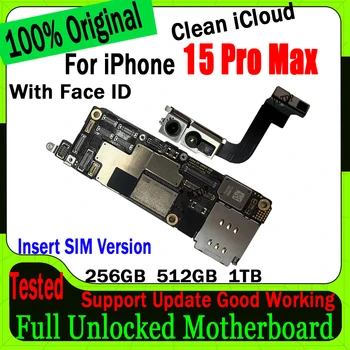 Поддержка Обновления материнской платы для iPhone 15 Pro Max SIM-версия материнской платы Чистая логическая плата Icloud 100% Оригинальная полностью протестированная пластина 10