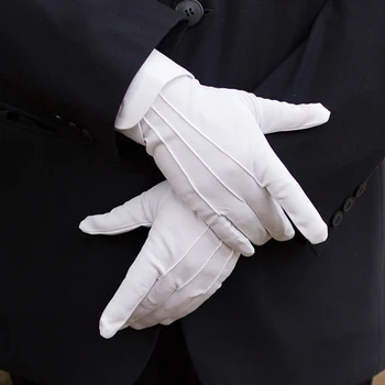 1 Пара Белых вечерних Перчаток, мужские Белые Хлопчатобумажные Форменные перчатки, Парад Почетного Караула, Карнавальный костюм, Инспекционные Рукавицы и перчатки 18