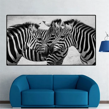 Черно-белое полотно с изображением животных в виде зебры, настенная картина для домашнего декора в гостиной, модульные картины для домашнего декора в помещении 14