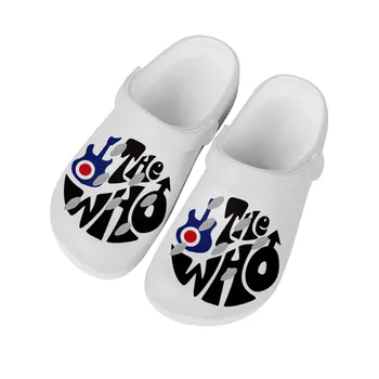 Домашние сабо поп-рок-группы The Who; Водонепроницаемая обувь на заказ; мужская Женская обувь для подростков; садовые сабо; дышащие пляжные тапочки с отверстиями белого цвета 14