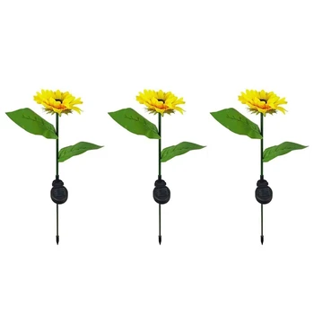 Горячая 3-кратная светодиодная Солнечная лампа в виде цветка Подсолнуха, наружная водонепроницаемая лампа для украшения сада для украшения газона в саду 25