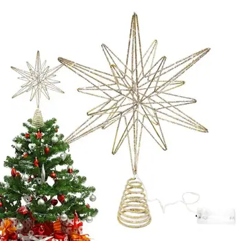 Звезда для рождественской елки, светодиодная звезда на верхушке елки, Рождественская елка, Взрывная звезда, украшение для Рождественской елки на батарейках 3