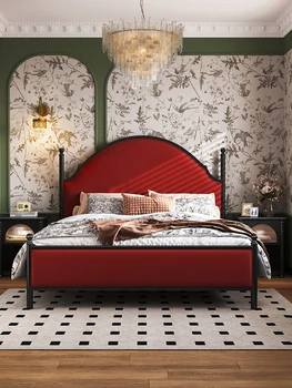 Каркас кровати из массива дерева в стиле ретро Наньян, бархатная кровать принцессы, кровать американской французской романтической девушки 24