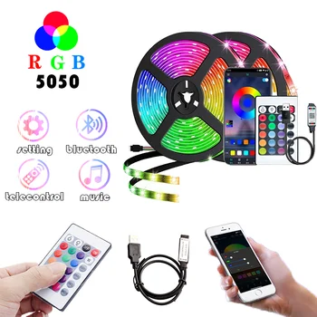 Светодиодная Лента RGB Цветная USB Tpae Bluetooth Светодиодная Лента Украшение Спальни 5050 5 м 10 м 15 м 20 м 30 м ТВ Светодиодная Подсветка На Рождество 3
