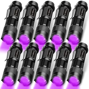 Ультрафиолетовые фонарики 395-400нм Фонарики черного цвета с масштабируемым ультрафиолетовым излучением для детектора пятен мочи домашних животных Scorpion 4