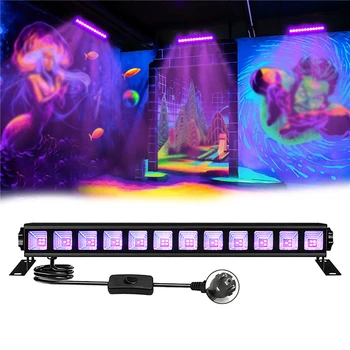 36 Вт УФ-черный свет, 395нм, Blacklight Bar, Рождественский флуоресцентный DJ, дискотека, освещение сцены, краска для тела, флуоресцентный плакат 24