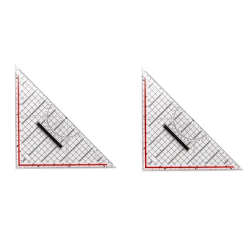 2шт 30-сантиметровая треугольная линейка для рисования, многофункциональная линейка для рисования с ручкой, транспортир, измерительная линейка, канцелярские принадлежности 23