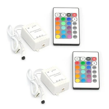 2X 24-кнопочный беспроводной RGB LED контроллер освещения ИК-пульт дистанционного управления с диммером 12 В 6