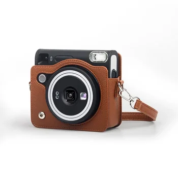 Сумка для фотокамеры в стиле ретро из искусственной кожи для камер Fujifilm Instax Square SQ40, сумки, противоударный защитный чехол с регулируемым плечевым ремнем 2