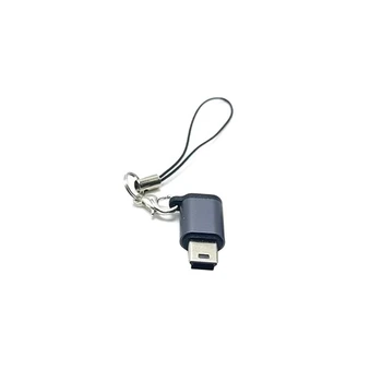 Адаптер-преобразователь из сплава Type-C с Разъемом для подключения к Mini USB с Защитой от потери Троса Поддерживает Зарядку и Синхронизацию данных QXNF 5