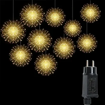 Сказочные Струнные Огни 600/1200 LED Открытый Рождественский Фейерверк В виде Одуванчика, Водонепроницаемые Подключаемые Подвесные Огни Starburst Light 4