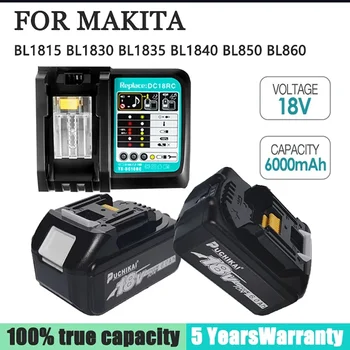 Makita 18V Battery 6000mAh Аккумуляторная Батарея Для Электроинструментов со Светодиодной Литий-ионной Заменой LXT BL1860B BL1860 BL1850 3A LED Зарядное Устройство 23