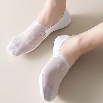 2 пары повседневных сетчатых ультратонких летних мужских носков-невидимок, Прозрачные дышащие носки для лодыжек, белые, черные 7