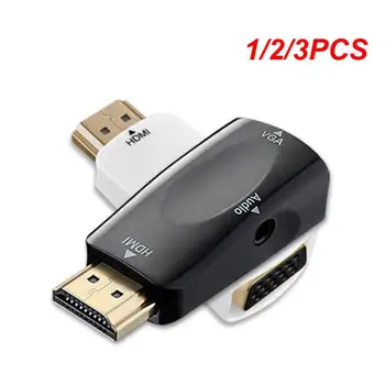 1/2/3ШТ HDMI-совместимый Кабель VGA Конвертер Male To Famale Конвертер Адаптер 3,5 Мм Разъем Аудио 1080P Для ПК Ноутбук Планшет 19