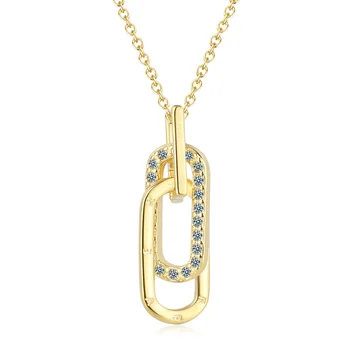 S925 Стерлинговое серебро, простая пряжка, бриллиантовая подвеска, цепочка для ключиц, изысканное ожерелье, ювелирные изделия (40 см + 5,0 см) 14