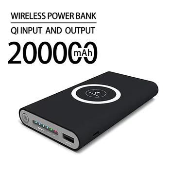 Power Bank 200000 мАч Беспроводная портативная зарядка 2 USB телефона внешнее зарядное устройство Poverbank для iphone и Android 15