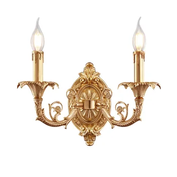 Роскошный настенный светильник во французском стиле, прикроватная лампа, полностью Медная свеча, Декоративный светильник для гостиной, прихожей, светодиодный настенный светильник 10