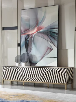 Итальянский светлый роскошный ТВ-шкаф из массива дерева креативный дизайнерский низкий шкаф для хранения вещей напольный шкаф для гостиной в гонконгском стиле 24