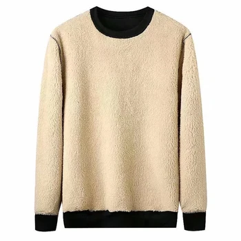 Мужская зимняя теплая футболка с флисовой подкладкой, толстый круглый вырез, однотонный базовый пуловер, толстовка, нижнее белье Thermal Comf, топы, одежда 1