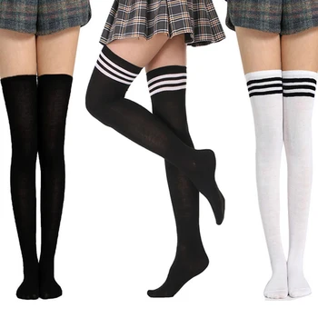 Высокие носки в полоску, женские сексуальные длинные чулки, женские гольфы выше колена, нейлоновые женские гетры 10