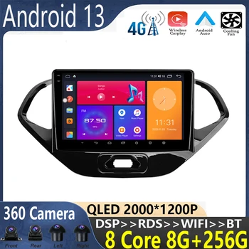 Для Ford Figo 2015-2018 Android 13 Автомобильный Радио Мультимедийный Видеоплеер Навигация стерео Carplay GPS WIFI + 4G QLED экран BT 22
