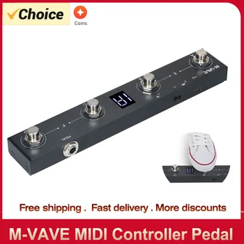 M-VAVE Шоколадный MIDI-контроллер, перезаряжаемый BT, 4 кнопки, педаль MIDI-контроллера, управление приложением с беспроводной системой передачи 25