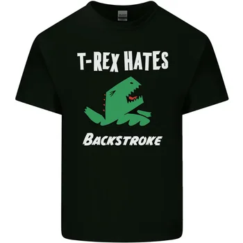 Тираннозавр ненавидит удар на спине, забавный пловец, мужская хлопковая футболка для плавания, топ-футболка 5
