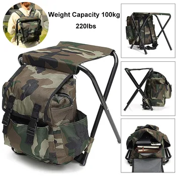 Складной походный рюкзак-стул, табурет с кулером, изолированная сумка для пикника, Походное камуфляжное сиденье, Сумка для стола, снаряжение для кемпинга 6