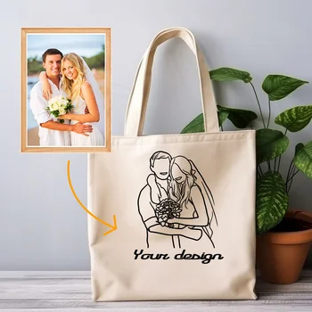 Портрет пары специальная холщовая сумка на заказ tote bag canvas 12