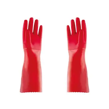 Латексные перчатки для мытья посуды, удлиненные толстой резиной, водонепроницаемые нескользящие перчатки для мытья посуды на кухне 9