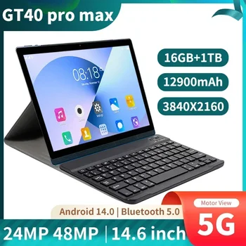 Tablet pro Plus 14-дюймовый Планшет Android 13 16 ГБ оперативной памяти 512 ГБ ПЗУ 3840x2160 HD 10 Ядер GPS Type-C Клавиатура кожаный чехол Global 4G / 5G 9