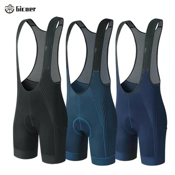 Мужские велосипедные шорты-нагрудники серии TECH Solid Color с 3D многослойной подкладкой, шорты для шоссейного велосипеда, Дышащие удобные бретели