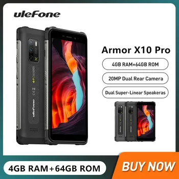 Ulefone Armor X10 Pro Прочные смартфоны 4G Восьмиядерный 4 ГБ + 64 ГБ 5,45-дюймовый Мобильный телефон Android 11 с 20-мегапиксельной камерой и аккумулятором 5180 мАч NFC 2