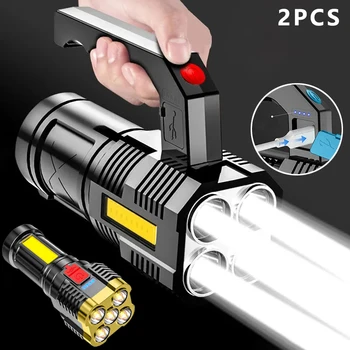 4-5 Ядерный портативный светодиодный фонарик USB Перезаряжаемый водонепроницаемый ручной фонарь COB Led фонари для кемпинга пеших прогулок на открытом воздухе
