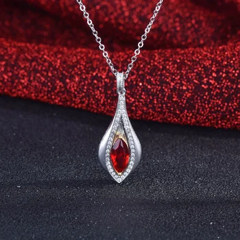 Новая подвеска с кровавым рубином Marquise из натурального серебра 925 пробы, ожерелье с рубином и драгоценным камнем для женщин, Ожерелье для мужчин 15